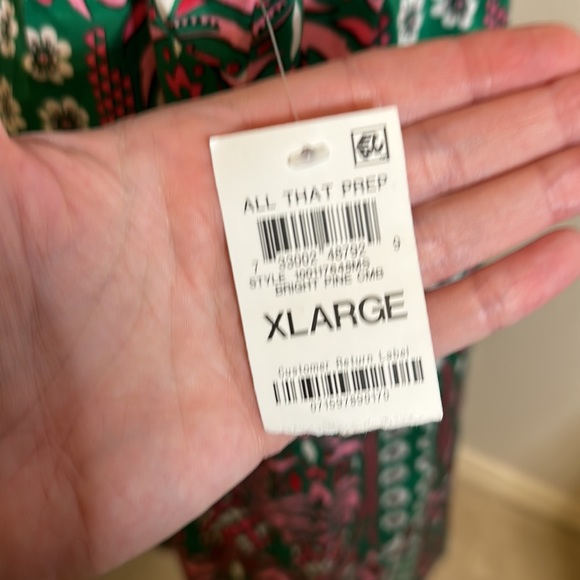 Macys ruffle sleeveless dress pink green pattern xl - Picture 5 of 8